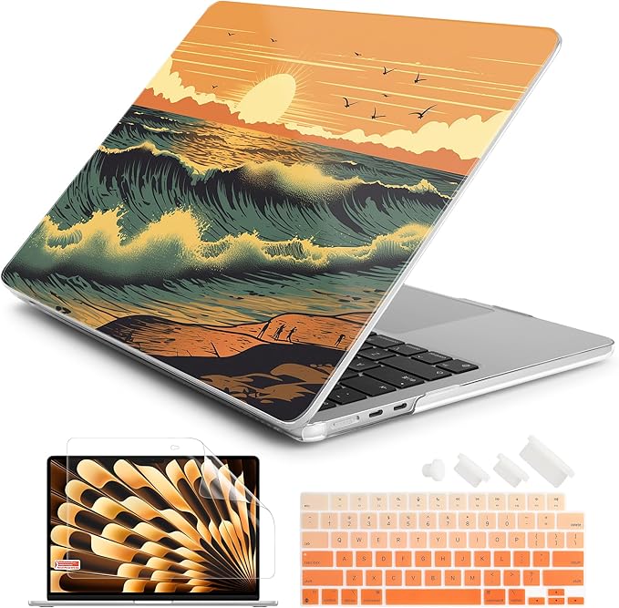 Batianda Premium Case for New MacBook Air 15 inch with M5 M4 M3 M2 Chip 2026 2025 2024 2023 Release, Designed Ultra-Slim Hardshell & Keyboard Cover & Screen Protector 4-in-1 Bundle, Dusk