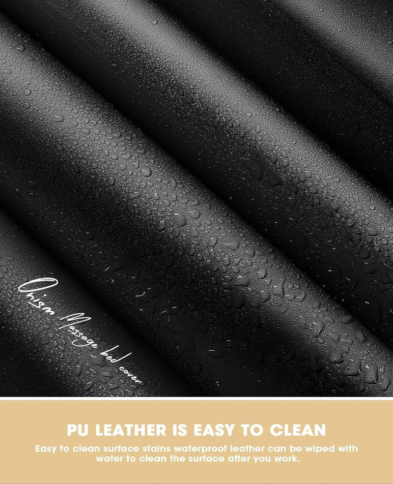 Lash Bed Cover for Eyelash Extensions - Waterproof PU Leather & Stretchy Spandex | 6ft Black Massage Table Cover with Side Pocket