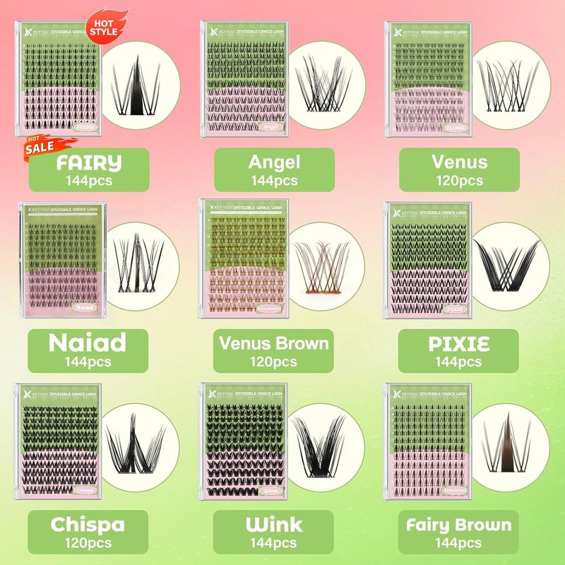 Venus Brown Lash Clusters Kit - C Curl 120 Pcs Eyelash Extensions | Wispy Natural Look, Waterproof DIY Set