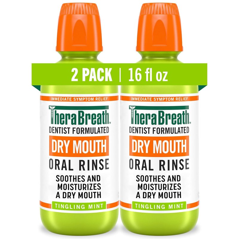 TheraBreath Dry Mouth Oral Rinse - Tingling Mint Flavor | Dentist-Formulated, 16 Fl Oz (2-Pack)