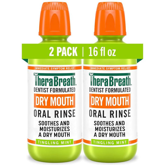 TheraBreath Dry Mouth Oral Rinse - Tingling Mint Flavor | Dentist-Formulated, 16 Fl Oz (2-Pack)