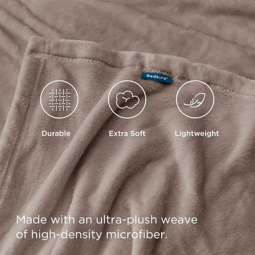 Bedsure GentleSoft Fleece Blanket - Lightweight Plush Cozy Twin Size in Mocha Brown, 60x80 Inches