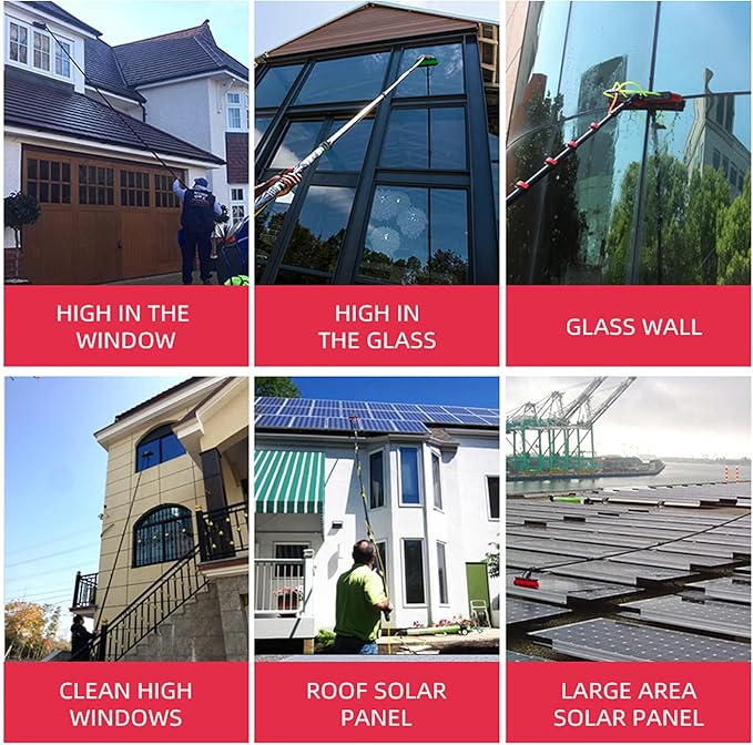 Window Cleaning Pole,Photovoltaic Panel Cleaning Brush,3.6-10.8MWater Fed Telescopic Brush,Conservatory Roof Cleaning Tools,for Photovoltaic Panel Cleaningtrucks Windows,3.6m/12FT