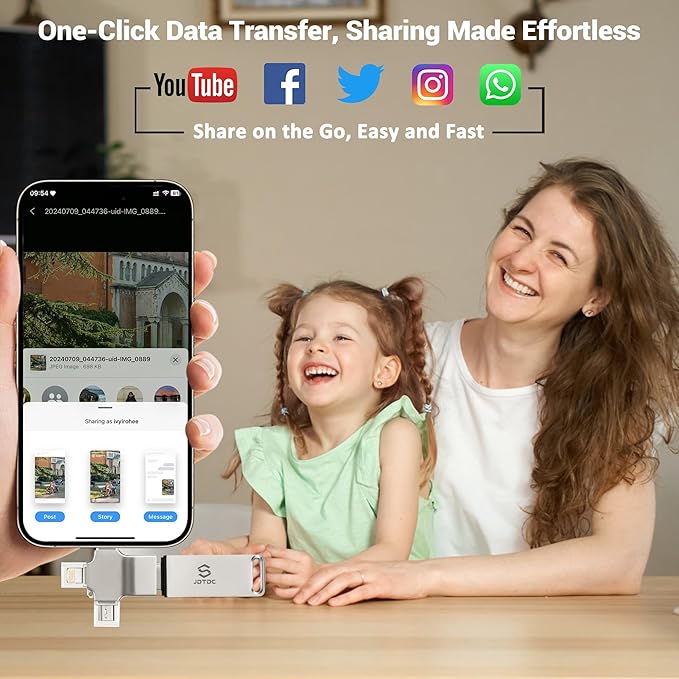 Photo-Stick-for-All-Devices Secure Auto Photo & Video Backup-USB-Stick for iPhone iPad Android Mac & PC – Multiport-Flash-Drive & Picture-Backup-Memory-Stick-Thumb-Drive (131072, MB)
