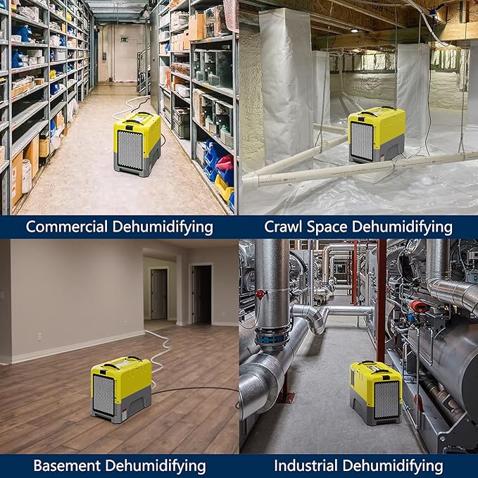 ALORAIR 180 PPD Commercial Dehumidifier with Pump Drain Hose, LGR Dehumidifiers for Basement Warehouse & Job Sites, Crawl Space Dehumidifier for Water Damage Restore, 6-Year-Limited Warranty, Yellow