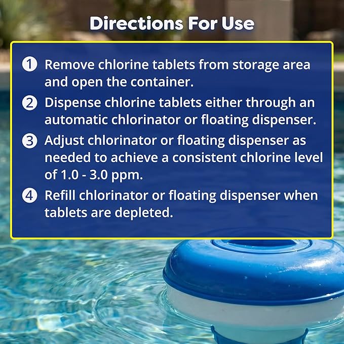 In The Swim 3 Inch Stabilized Chlorine Tablets for Sanitizing Swimming Pools - Individually Wrapped, Slow Dissolving - 90% Available Chlorine - Tri-Chlor - 5 Pounds