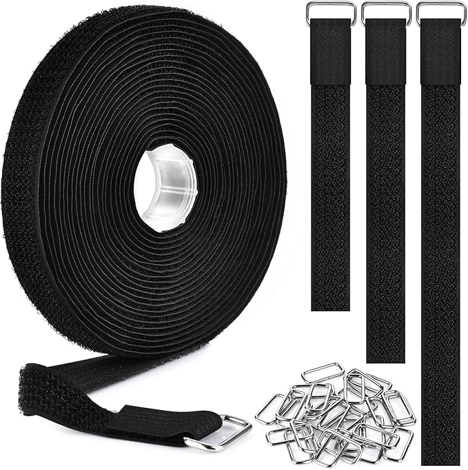 Nettbe 0.75"x19.7ft Hook and Loop Straps with 30 Buckles Adjustable Cut-to-Length Cable Ties - Reusable Nylon Fastening Tape Cable Straps for Storage or Organization (0.75in x 19.7ft)