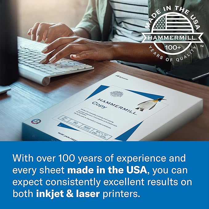 Hammermill Printer Paper, 20 lb Copy Paper, 3 Hole - 1 Pallet, 40 Cases (200,000 Sheets) - 92 Bright, Made in the USA