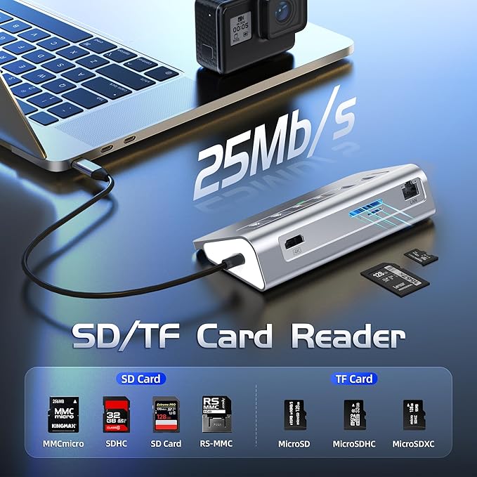 intpw 10-in-1 USB C Hub with Ethernet, 4K@60Hz HDMI, 10Gbps USB-C/USB-A, PD 100W, SD/TF, P9R PRO Docking Station for MacBook Pro/Air M1-M5, iPhone 17/16/15, iPad Pro, Windows