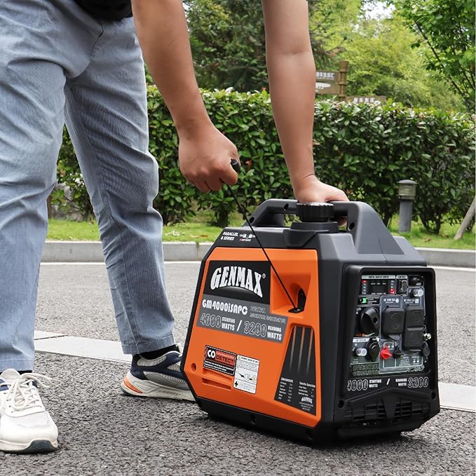 GENMAX Portable Generator,4000W ultra-quiet145cc Engine &Parallel and Series Ready, EPA & CARB Compliant, Eco-Mode Feature, Ultralightweight for Backup Home Use & Camping (GM4000iSAPC)