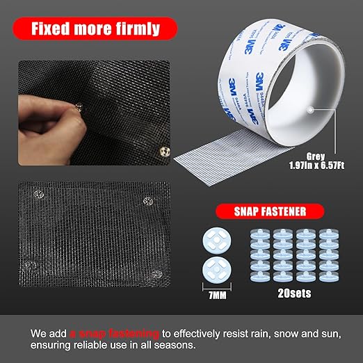 PHIXBEAR Super Strong Adhesion Screen Repair Tape Replacement Kit, Screen Tape Mesh Repair for Window Screen and Screen Door Tears Holes, Grey 1.97In X 6.57Ft