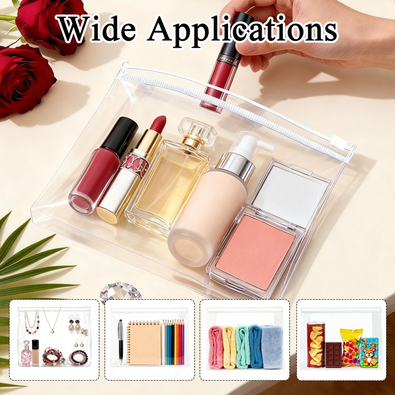YEAJOIN 60 Pieces Plastic Mini Clear Makeup Bag Small Clear Zipper Pouches Waterproof clear toiletry bags for traveling