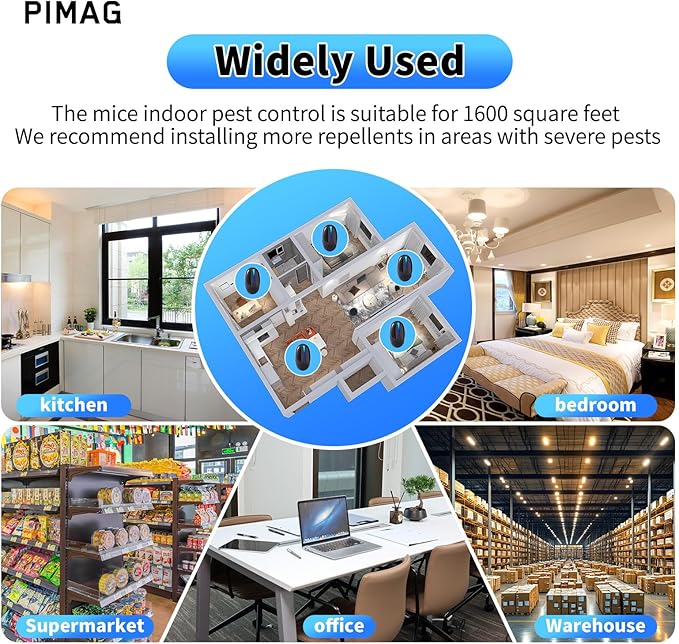 2026 Upgraded Ultrasonic Repeller Pest Indoor, Mouse Traps Repellent Insect Plug in, Pest Control Ant,Roach,Rodent, Mouse, Bugs, Mosquito, Spider, for Home, Office, Warehouse 6 Packs, Black