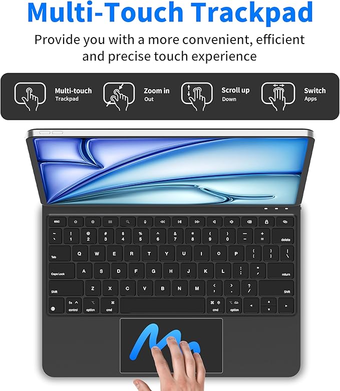 Otuoor iPad Air 13-inch Case Keyboard (M3 2025/M2 2024), Uninterrupted View, Snap Tight, Magic Keyboard for iPad Pro 12.9-inch (6th/5th/4th/3rd), Effortless Command, the Comfort Angle, Black