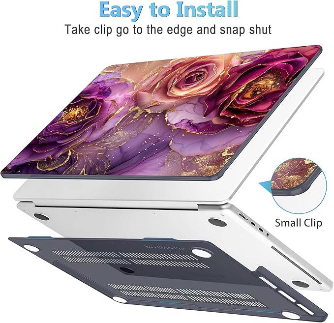 Mektron Case for 2026 M5 MacBook Pro 16 inch A3429 A3428 M4 A3403 A3186 M3 A2991 M2 A2780 M1 A2485 (2021-2025) Pro/Max with Liquid Retina XDR, Hard Shell Plastic Laptop Cover, Marble Flowers