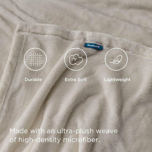 Bedsure GentleSoft Fleece Throw Blanket - Cozy Lightweight Plush Blanket for Couch, 50x70 inches, Oxford Tan