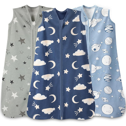 Skiennix Baby Sleep Sack | 100% Cotton Wearable Blanket for 6-12 Months | 3-Pack Lightweight Design