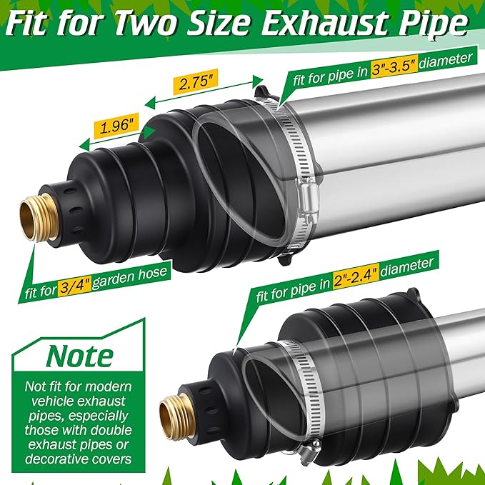 Qualirey Pest Control Exhaust Pipe Attachment with 50ft Stainless Steel Garden Hose, Transport Exhaust from Car to Underground for Killing Outdoor Rodents Such as Moles, Gophers