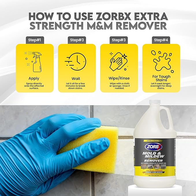 ZORBX Extra Strength Cleaner Spray 128 FL Oz Refill â Scrub Free Formula - Bleach Free Formula for Shower, Bathroom, Ceiling, Carpet, Cars, Walls & Wood