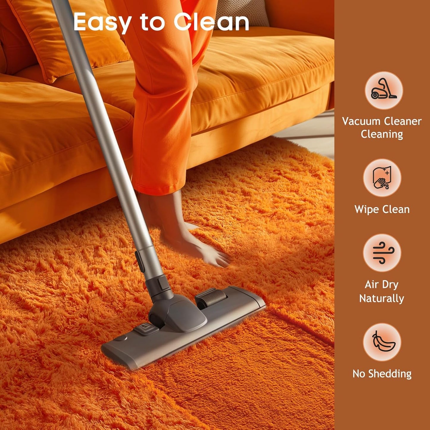 Ophanie Orange Fall Area Rug - Plush Soft Shaggy Carpet for Bedroom & Living Room | 4x6 Indoor Decor
