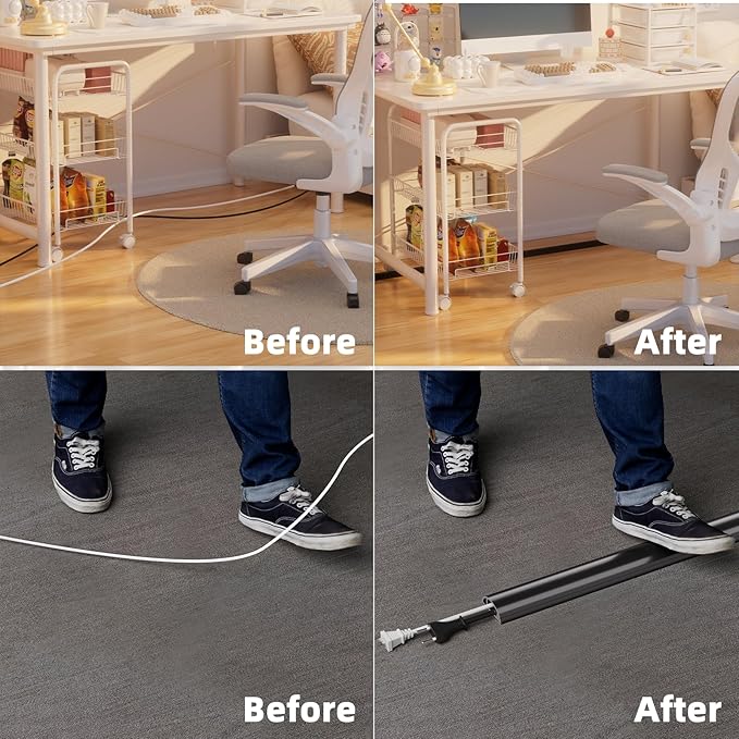 Cord Hider Raceway Kit, 9.8ft inch Wall Cable Hider for 1 Cable, Silicone Material Hiding Wall Mount TV Powers Cords in Home Office, W0.59 H0.39in White