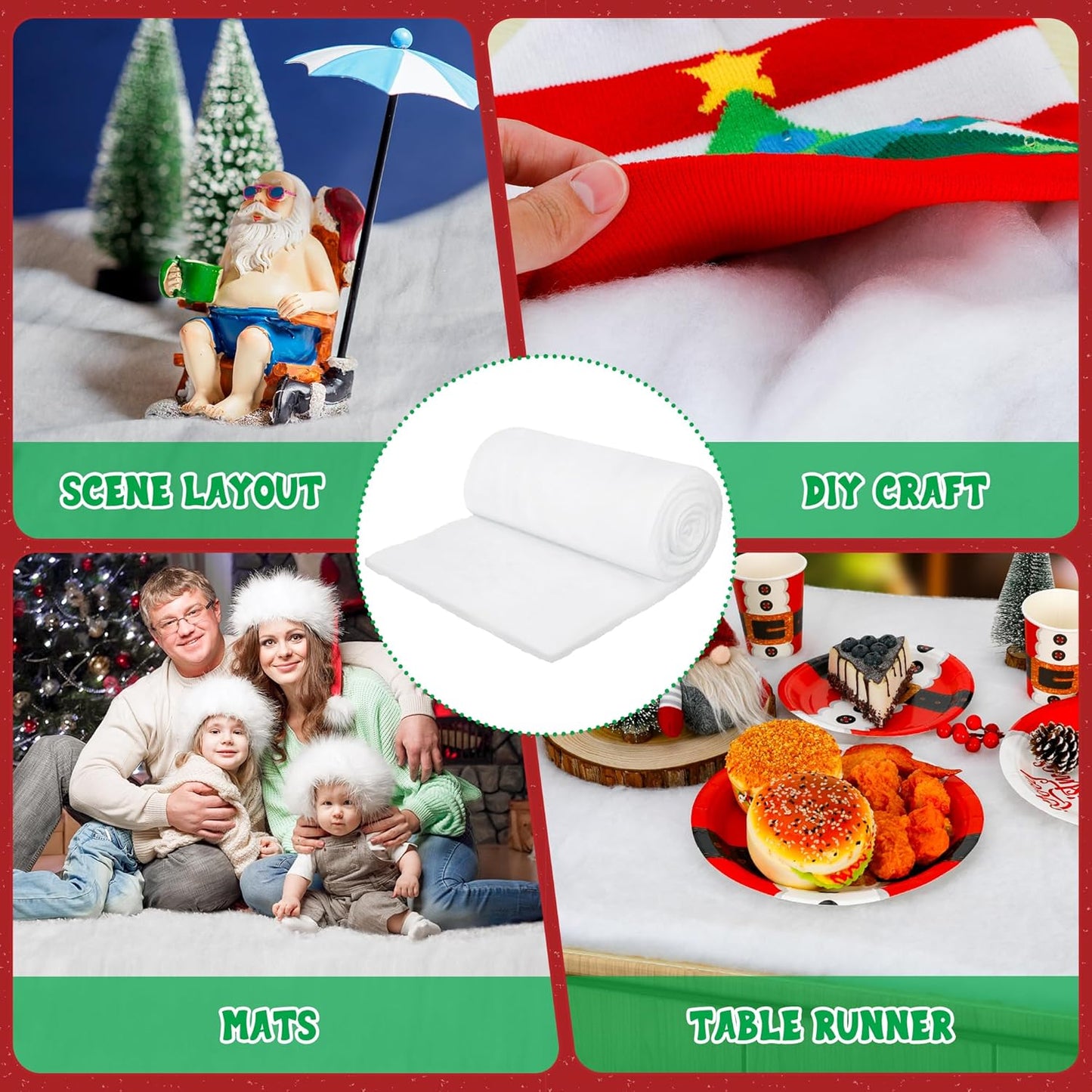 Snow Blanket - 3x8 FT Thick Artificial Christmas Snow Blanket for Holiday Displays & Decorations