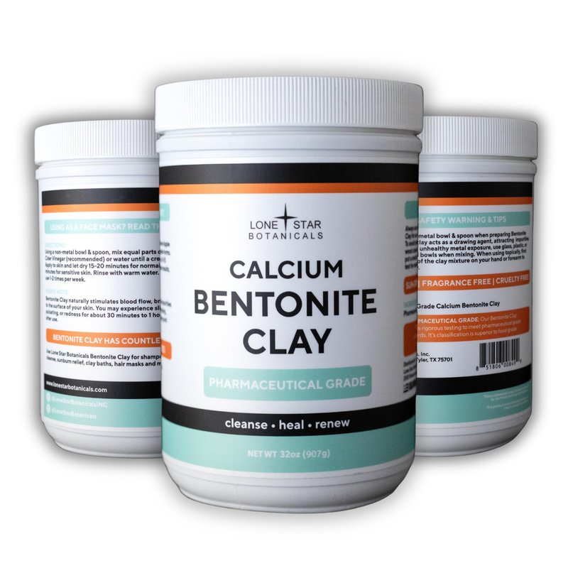 Calcium Bentonite Clay Healing Powder - Pure Pharmaceutical - Face, Body & Hair Detox Mask, Natural Mud Masks, Deep Pore Cleansing for Health & Beauty