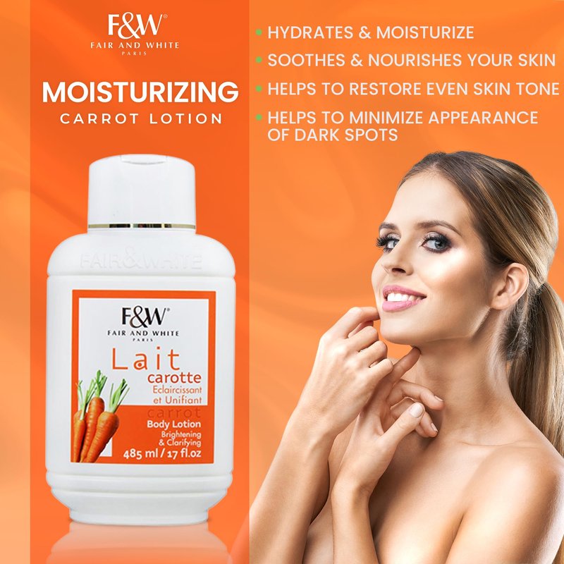 FAIR & WHITE Original Carrot Moisturizing Body Lotion - 485ml / 17.0 fl oz - Brightening & Clarifying Body Lotion