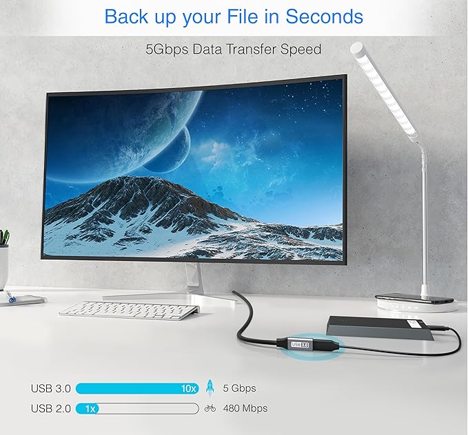 BlueRigger Active USB 3.0 Extension Cable 3FT (5 Gbps USB Extender Cord) - Short USB Extension Cable for Webcam, VR Headset, Printer, Hard Drive, Keyboard, Mouse