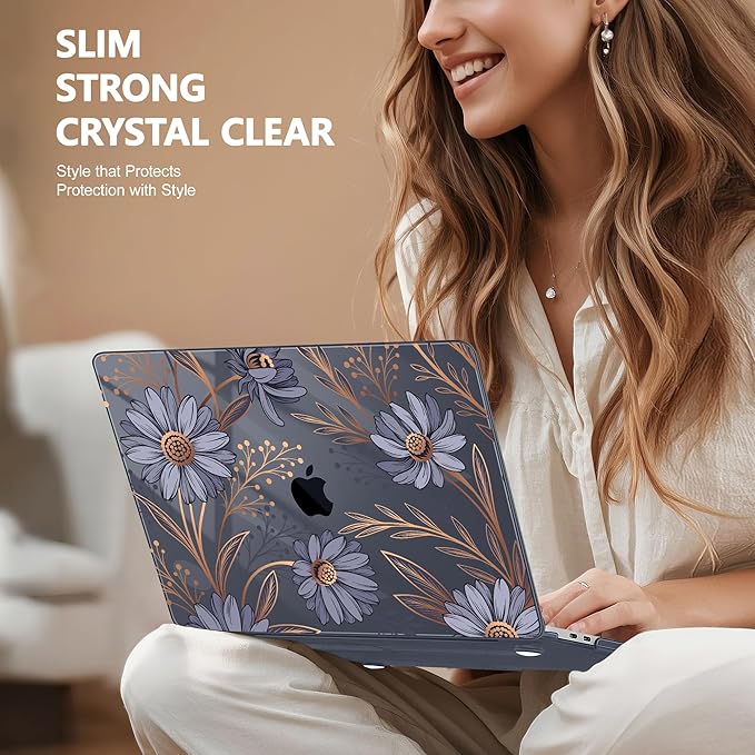Lepeoac for MacBook Pro 16 inch Case 2019 2020 Release Model A2141, Plastic Hard Shell Cover with Keyboard Cover & Screen Protector for MacBook Pro 16 inch with Touch Bar & Touch ID - Blooming Plants