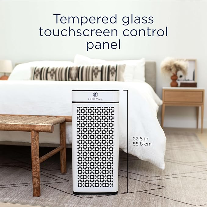 Medify MA-40 Air Purifier with True HEPA H13 Filter | 546.5 m² Coverage in 1hr for Smoke, Wildfires, Odors, Pollen, Pets | Quiet 99.9% Removal to 0.1 Microns | White, 1-Pack