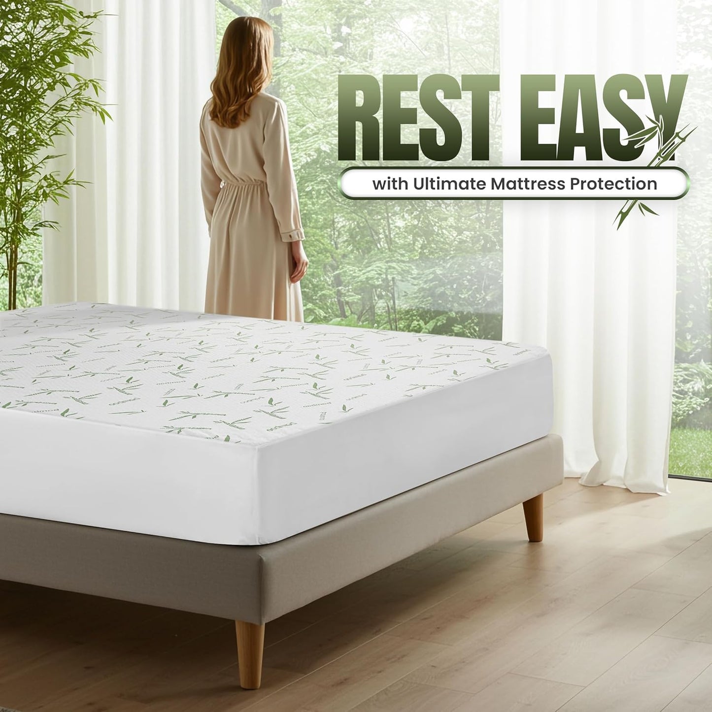 Utopia Bedding Waterproof Mattress Protector - Twin XL, Soft Bamboo Viscose, 15-Inch Deep Pockets