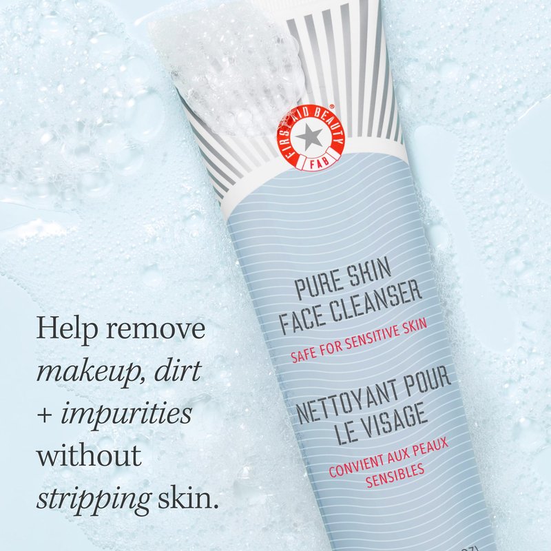First Aid Beauty - Pure Skin Face Cleanser, Effectively Removes Makeup, Dirt, and Impurities, Gentle Cleanser Leaves Skin Soft & Supple, Safe for Sensitive Skin, Fragrance Free, 8 oz