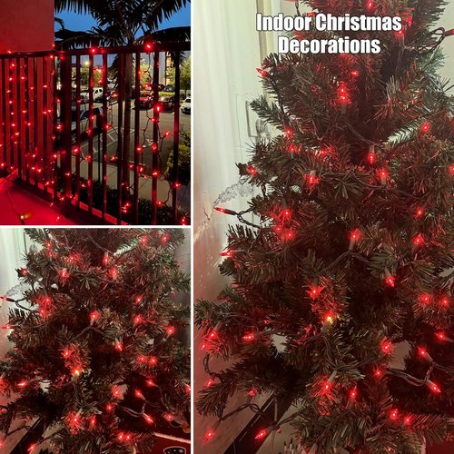 HISHINY Christmas Lights - 100 Count Red String Lights with White Wire | UL Certified, 21 Feet for Indoor/Outdoor Decor
