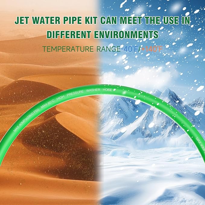 Sewer Jetter Kit for Pressure Washer 150FT â 5800PSI High-Pressure Drain Cleaner, M22 & 1/4'' NPT Universal Fit, Unclog Gutters & Sewer Lines, Durable Jetter Hose for Homeowners & DIYers