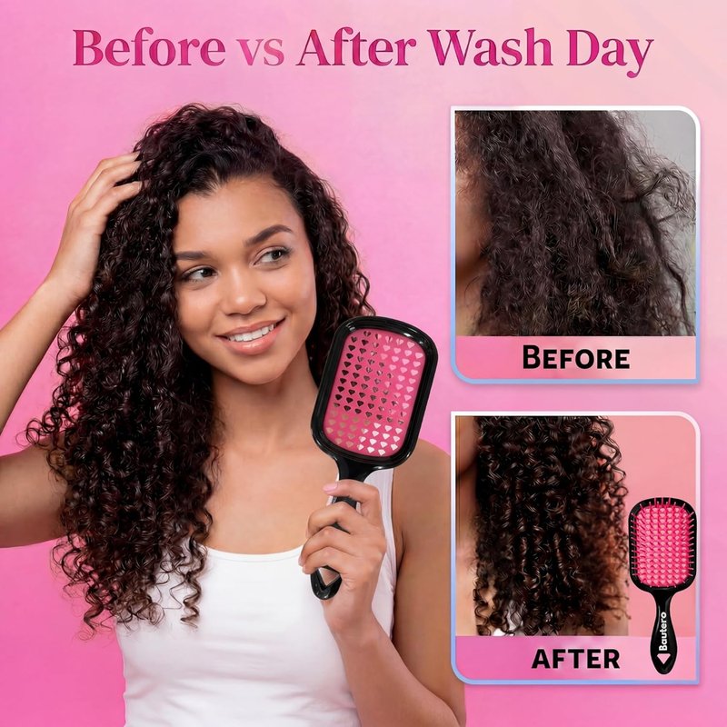 Detangler Brush for Curly Thick Hair - Pain-Free 4C Coily Hair Care | Reduces Breakage & Shedding
