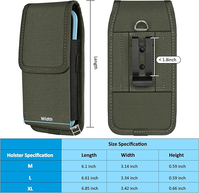 ACCKUO Phone Holster for Belt with Metal Clip and Magnetic Closure Compatible with Galaxy S25/S24/S23/S22/S21/S20 Ultra A16 A26 A35 A36 A55 A56 for Everyday Protection, XL-Green