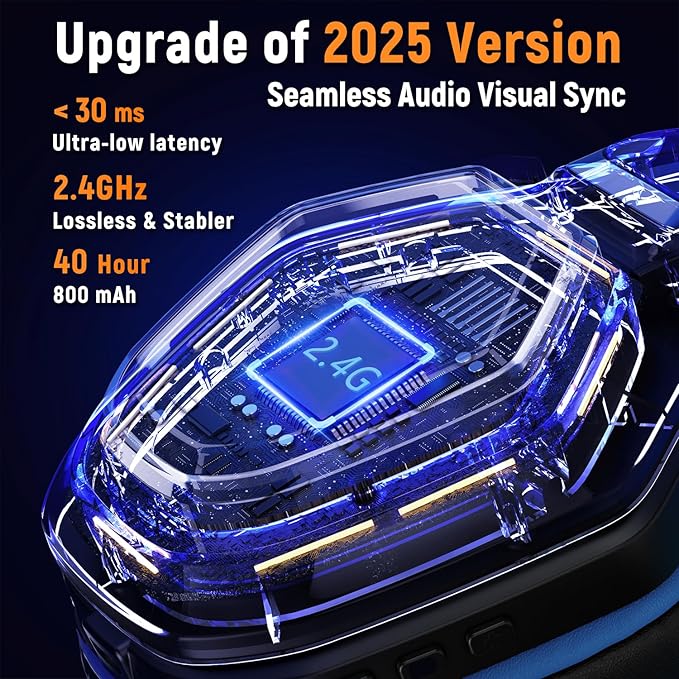 Ozeino Wireless Gaming Headset for PC, Ps5, Ps4 with Flip Microphone
