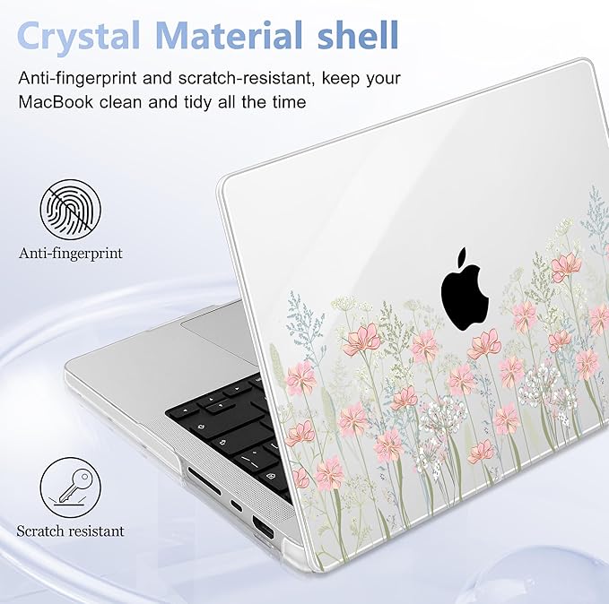 Lepeoac for MacBook Pro 16 inch Case M1 M2 M3 M4 M5 Pro/Max with Liquid Retina XDR, Release 2021-2025 2026 A3429 A3428, Hard Shell Case with Screen Protector & Keyboard Cover, Floral C322