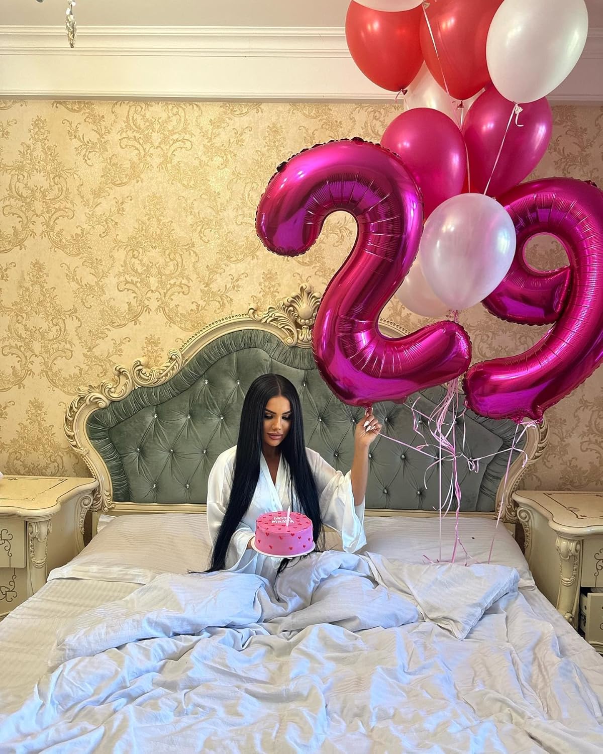 Skiennix Hot Pink Number 14 Balloons - 40 Inch Birthday Decorations for Girls' 14th Party