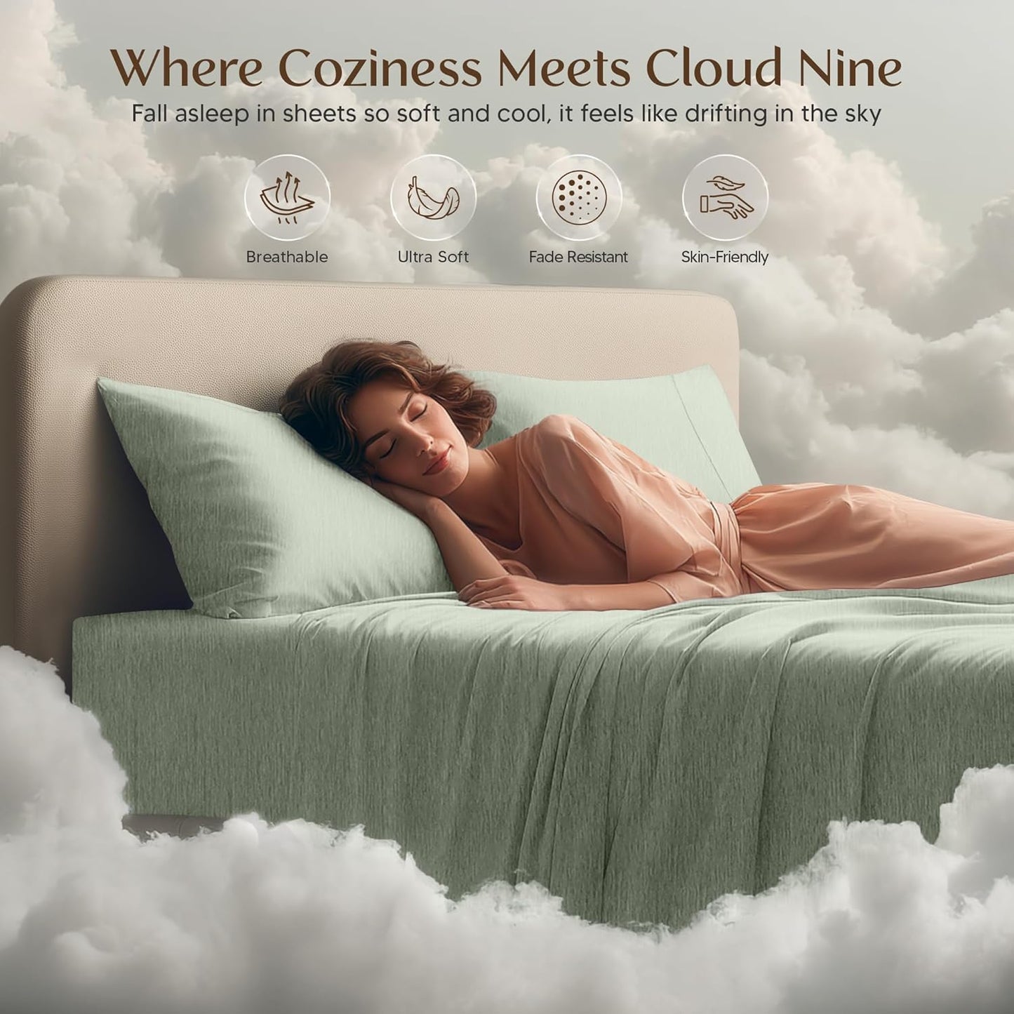 Utopia Bedding Queen Size Sheet Set - Soft, Breathable Microfiber | 4-Piece in Heather Sage