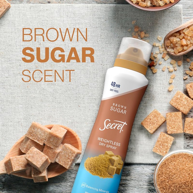 Secret Antiperspirant Deodorant for Women - 48hr Weightless Sweat & Odor Protection | Brown Sugar Scent, 4.1 oz (Pack of 3)