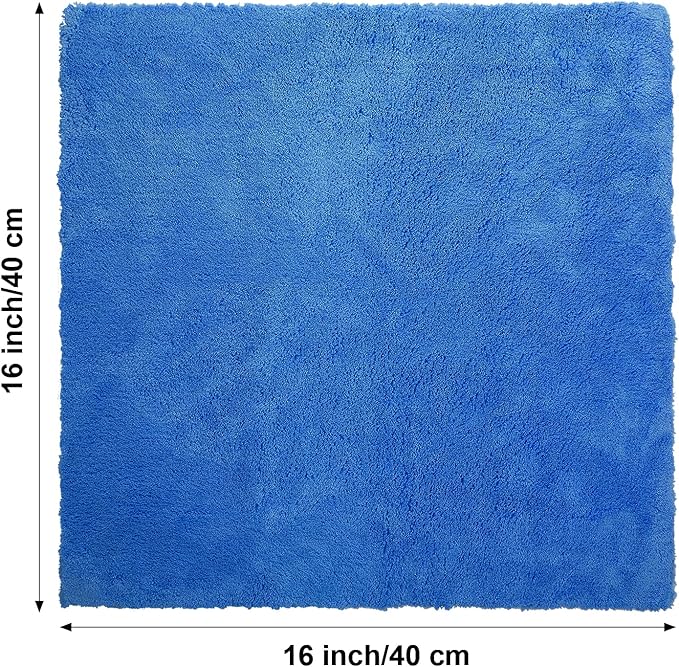 Shimeyao 30 Pcs 16 x 16 Inch Edgeless Microfiber Plush Towels for Cars Detailing Drying Wash Polishing Absorbent Cleaning Cloths, 500 GSM (Dark Blue)