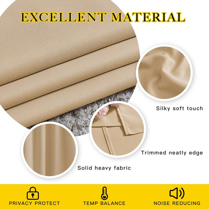 NICETOWN Beige Room Darkening Curtains Blackout 30 inch Curtains for Kitchen, Grommet Solid Window Treatments Sound Reducing for Bedroom, 2 Panels, W37 x L30, 2 Panels