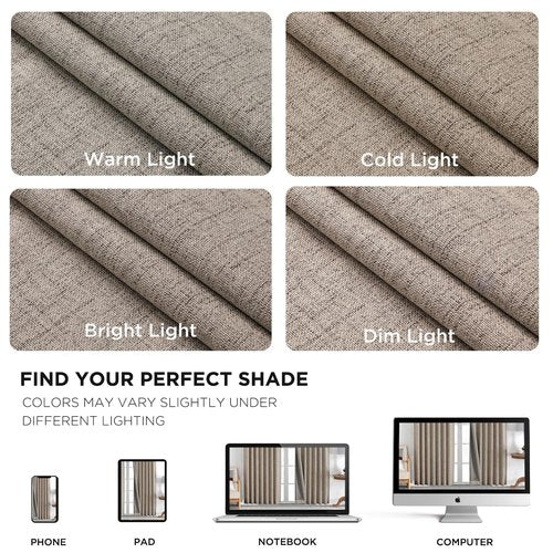 Joydeco Blackout Curtains for Bedroom - Nature Linen 84 Inch Long 100% Light Blocking 2 Panels Set, Rod Pocket & Back Tabs Living Room Drapes, Thermal Insulated Room Darkening Window Curtains