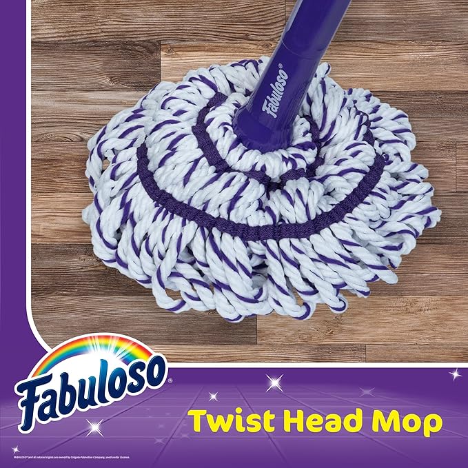Fabuloso Twist Mop – Self Wringing Mop with Non-Scratch Scrubber and Removable Washable Head for Floor Cleaning