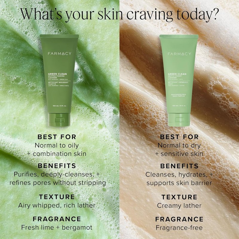 Farmacy Foaming Face Wash for Oily Skin - Oil-Free Gentle Cleanser with Green Clay | 150ml