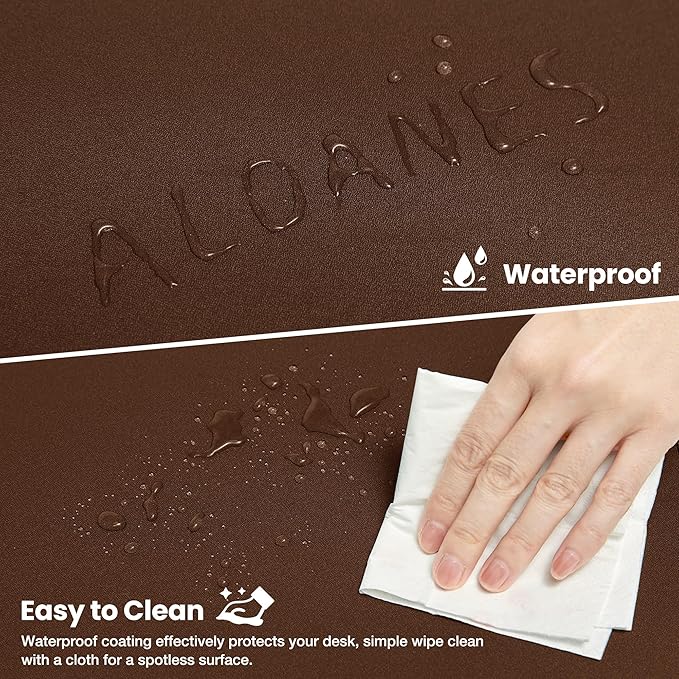 ALOANES Waterproof Mouse Pad with Durable Stitched Edge, Gaming Keyboard, Non-Slip Rubber Base Mouse Mat, Extended Desk pad for Gamer, Office& Home, Brown Mousepad 3XL(35.43"x15.74"x0.12")