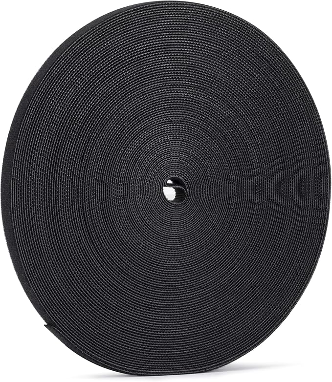 XINYIBO 1/2 inch Reusable Fastening Tape Cable Ties Double-Sided Hook-and-Loop Cable Management Tape (Black 25 Yards)