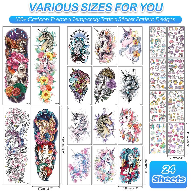 Aresvns Cute Temporary Tattoo, Cute Fake Tattoo for Women, Waterpoof Sleeve Tattoo Temporary for BBQ Pool Beach Party